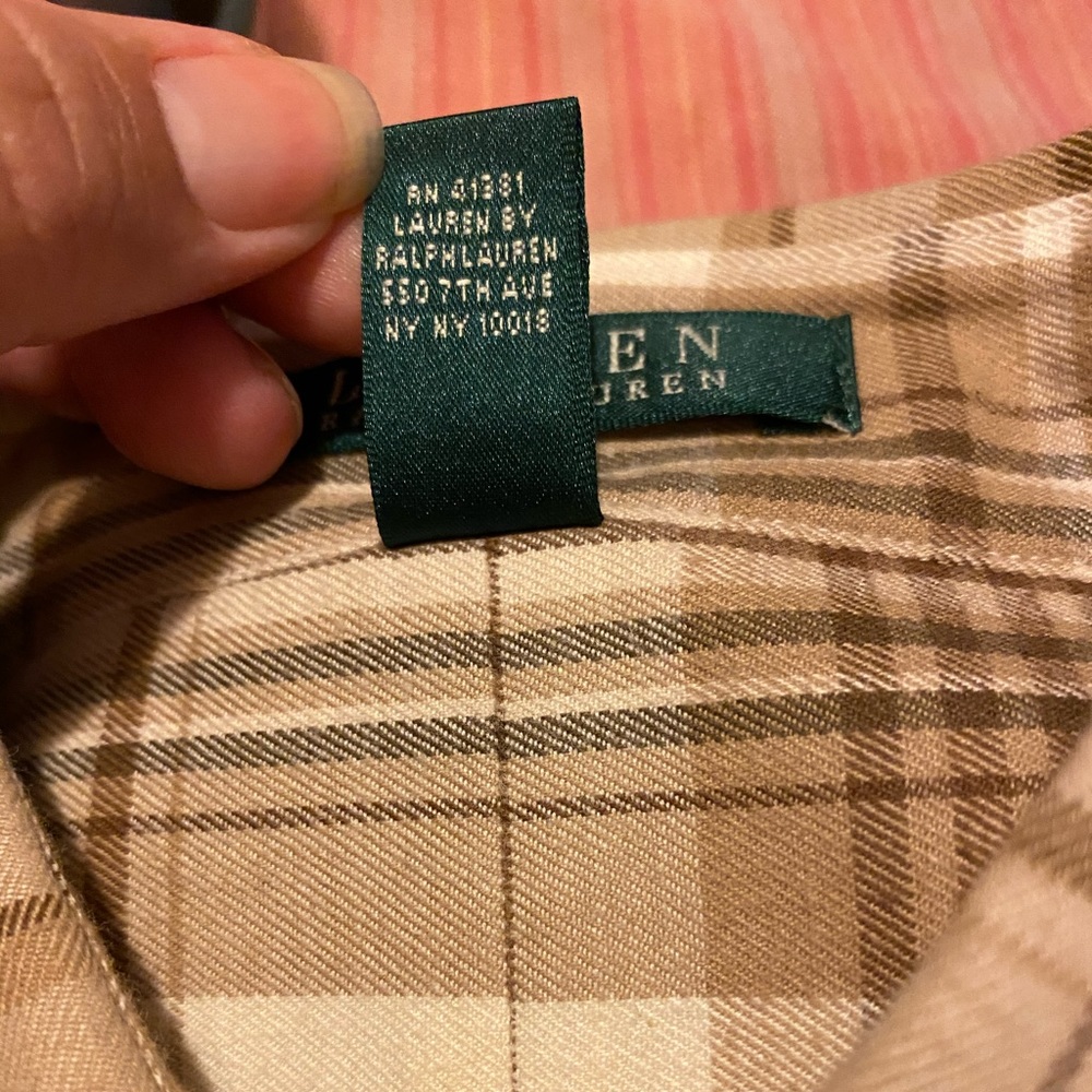 LAUREN Ralph Lauren Plaid Ruffle Shirt Size Medium - Picture 6 of 7